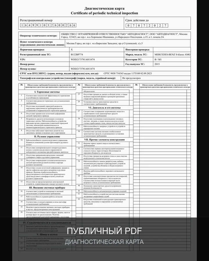 Превью диагностической карты